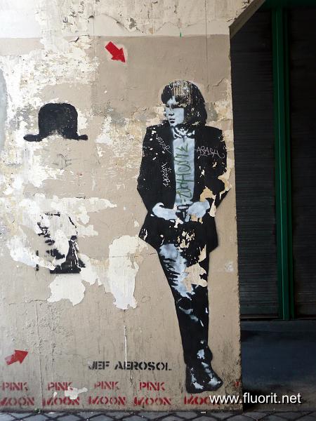 graf_jim_morrison.jpg - Graffiti gens célèbres - Pochoir - Jim Morrison au chapeau  (Jef Aerosol)  © Fluorit